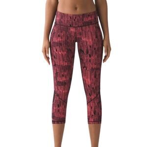 Lululemon Pace Rival Crop 19” Leggings Down Pour Electric Coral Women 8 Athletic